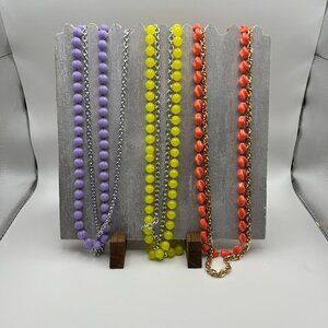Vintage Sarah Coventry Multi-Strand Bead Necklaces In Purple Yellow & Coral "Pas